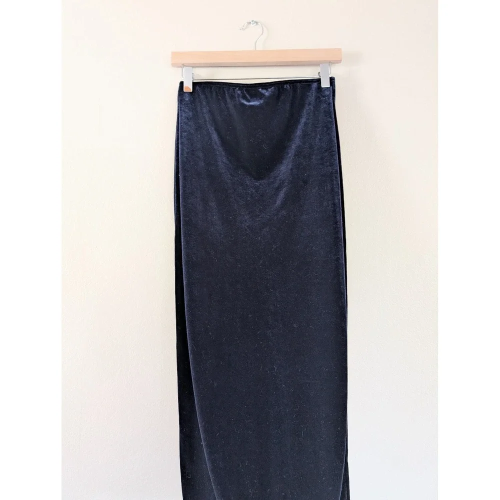 Velvet Maxi Skirt‎ Navy Blue Stretch Y2K Grunge Minimalist Gap Women's M Column